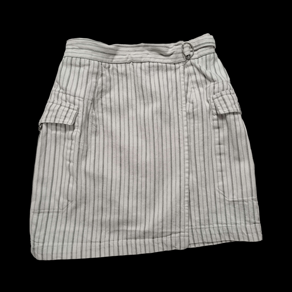 🐝 Striped Gray Denim Mini Skirt